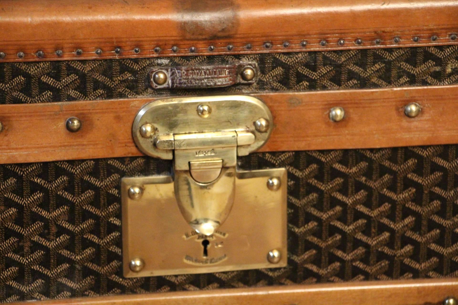 Wood 1930s Large Goyard Steamer Trunk