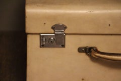 1920s Small Beige Vellum Steamer Trunk