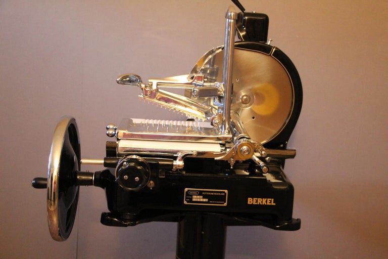 Antique Berkel Black Flywheel Meat Slicer For Sale at 1stdibs