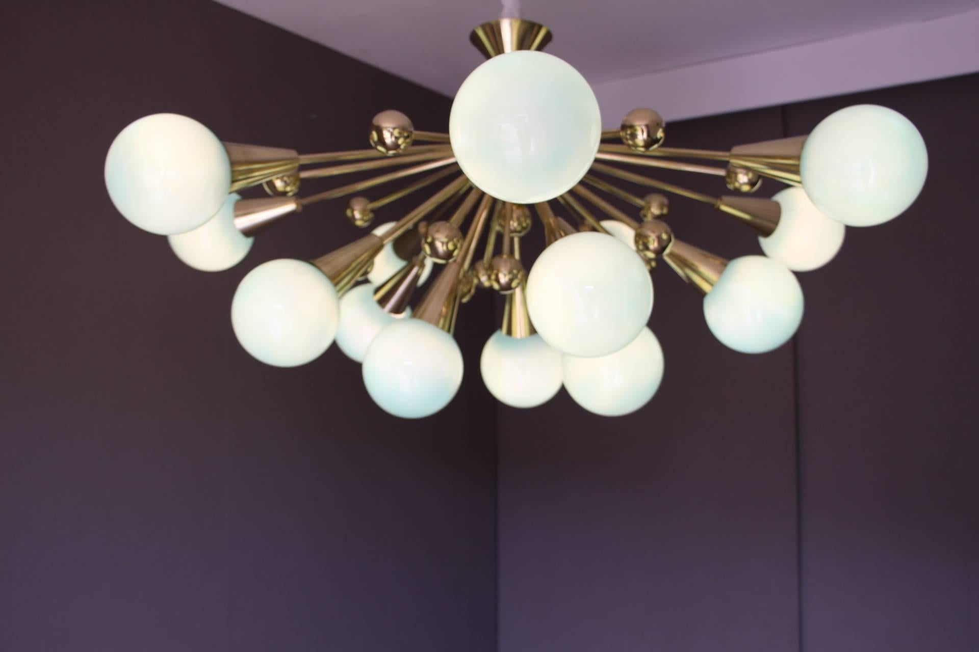 Half Sputnik Turquoise Blue Murano Glass Globes Chandelier 1