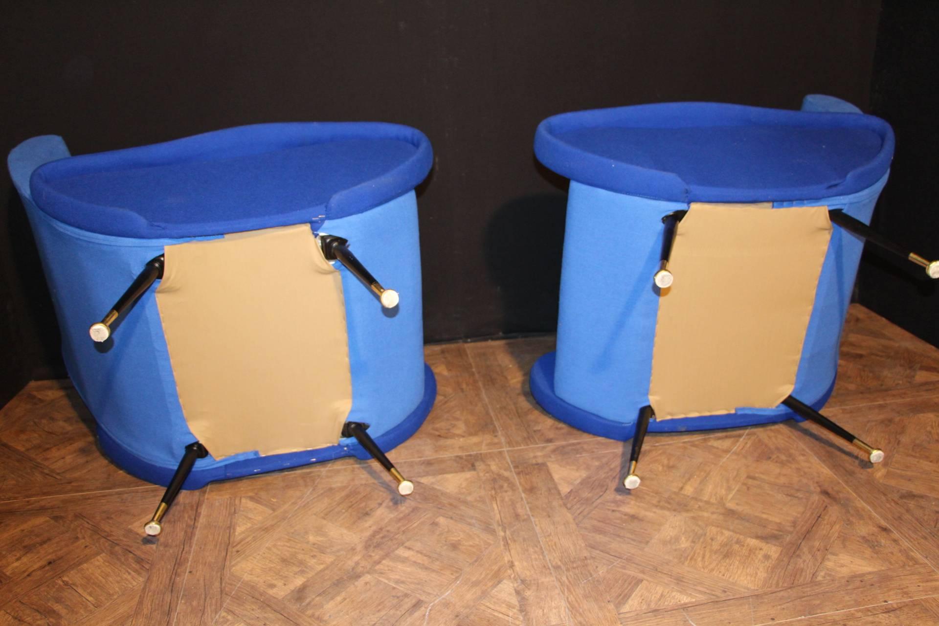 Italian Pair of Blue Mid-Century Chairs In The Style Of Zanuso 2