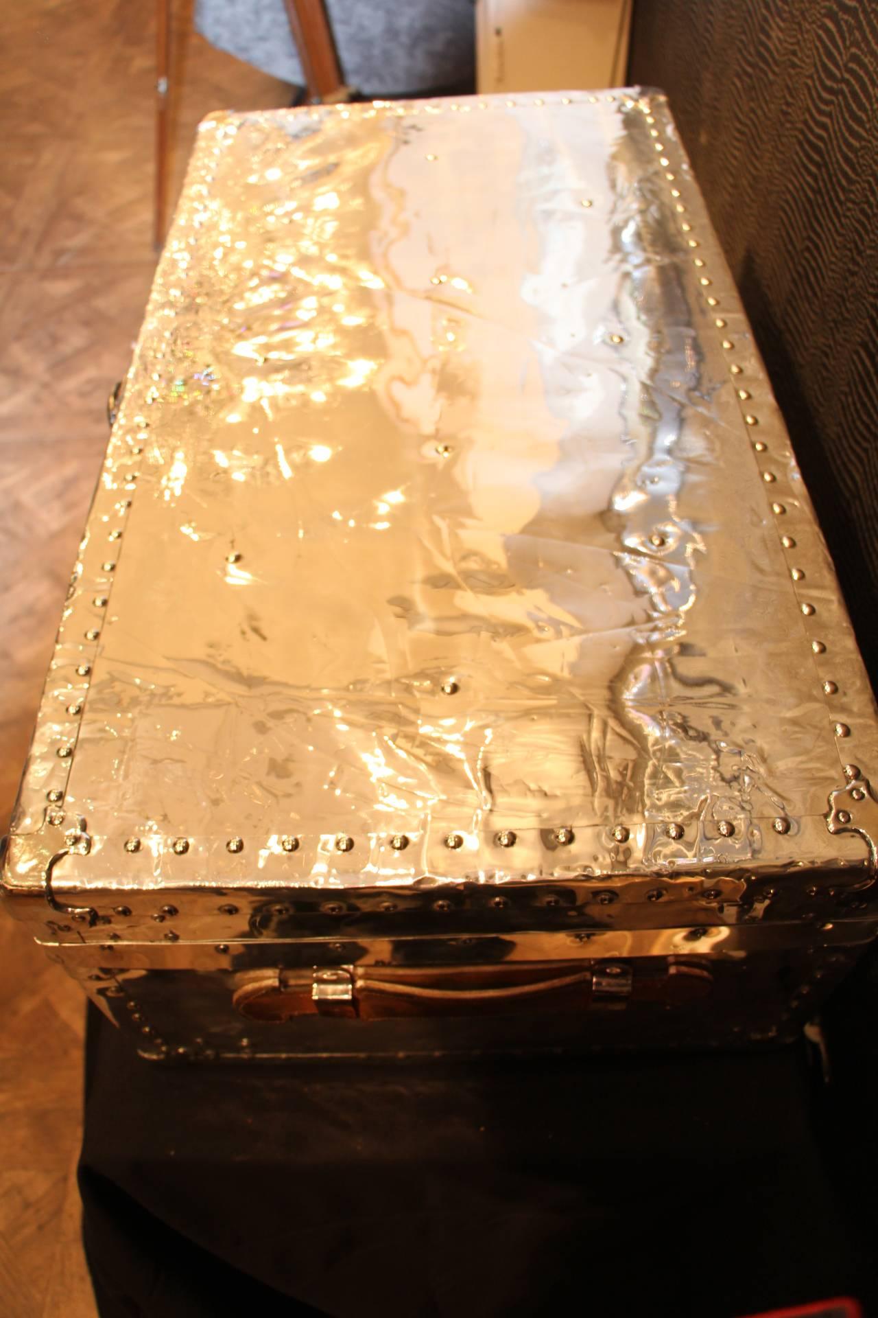 1940's Polished Aluminum Steamer Trunk 1