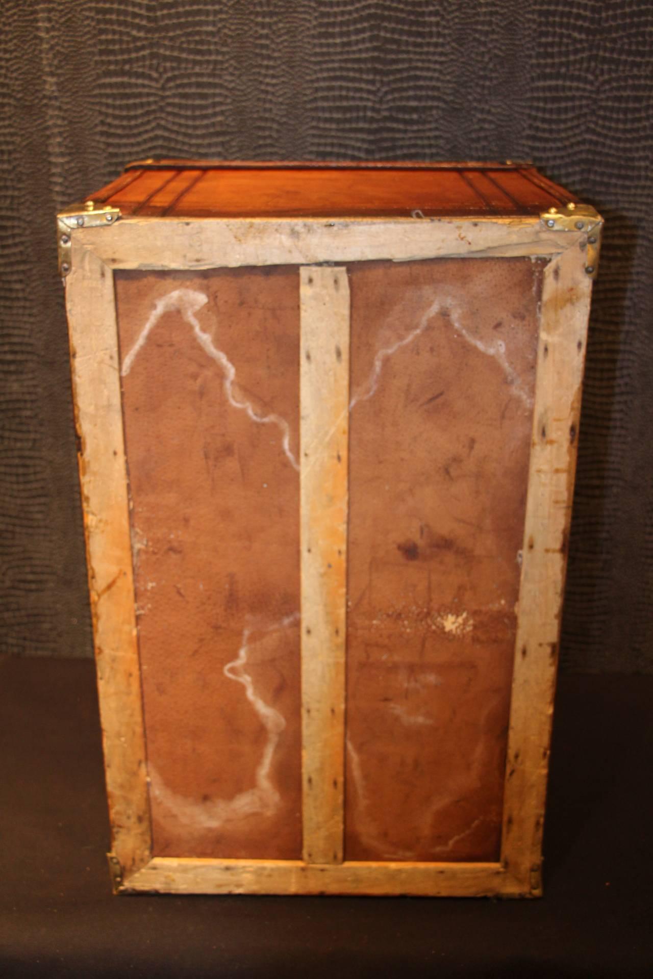  1930's French Brown Leather Rectangular Hat Trunk 4