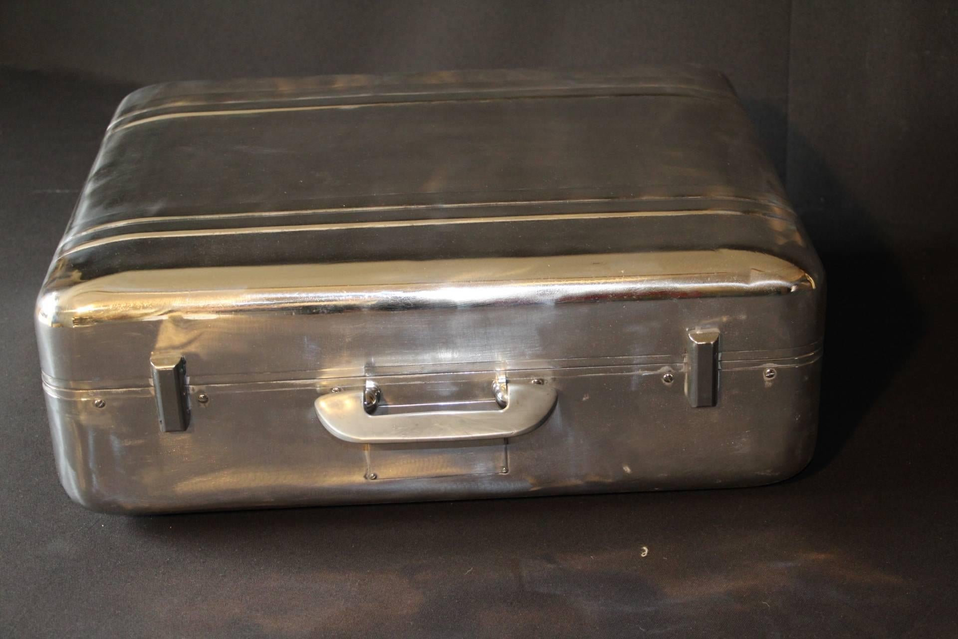 American 1940s Polished Aluminum Suitcase by Halliburton
