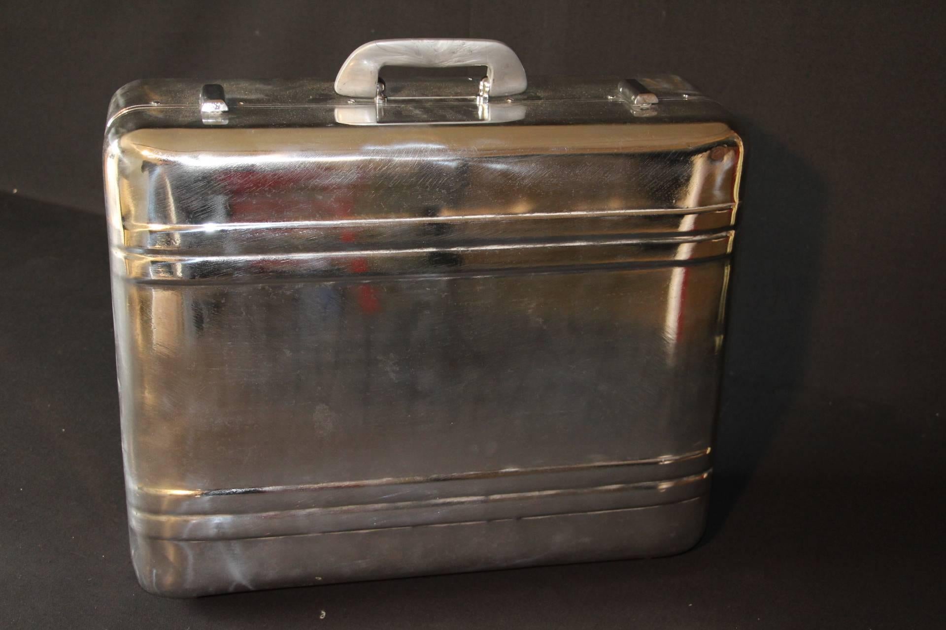 Mid-20th Century 1940s Polished Aluminum Suitcase by Halliburton