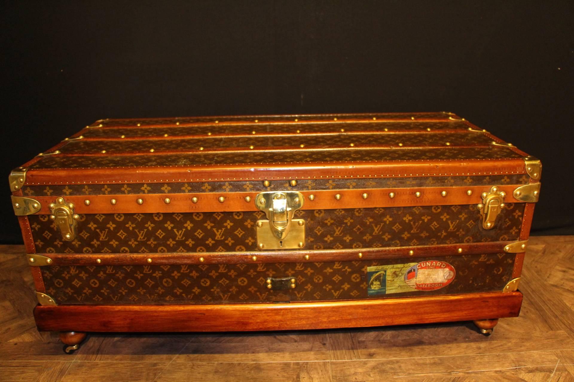 French Large 1920s Louis Vuitton Monogram Canvas Steamer Trunk