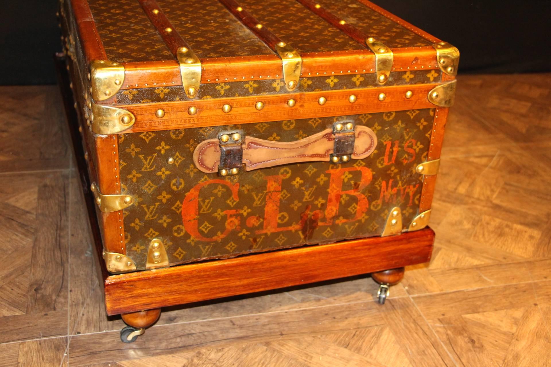 Early 20th Century Large 1920s Louis Vuitton Monogram Canvas Steamer Trunk
