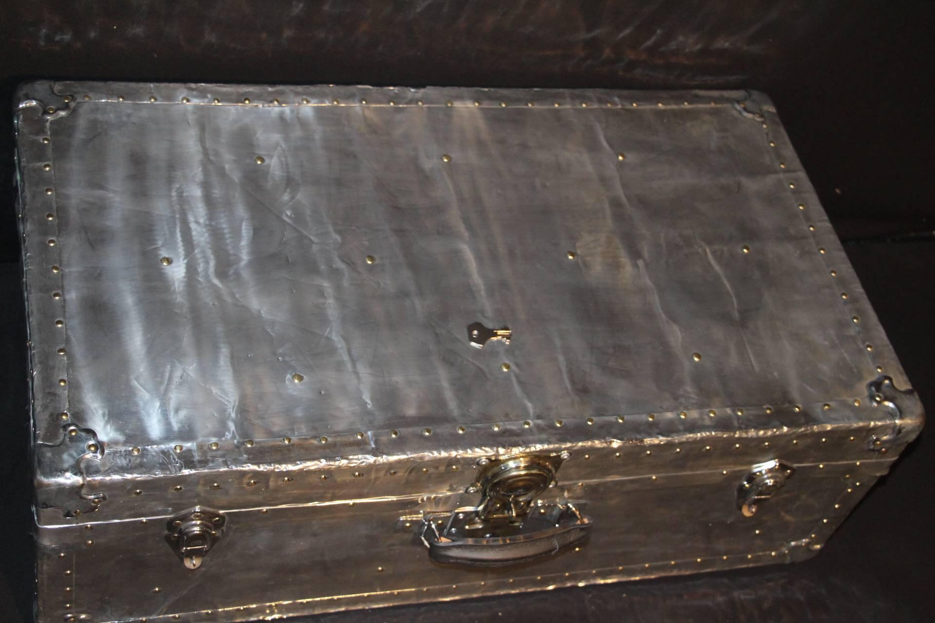 Industrial 1940s Polished Aluminum Steamer Trunk