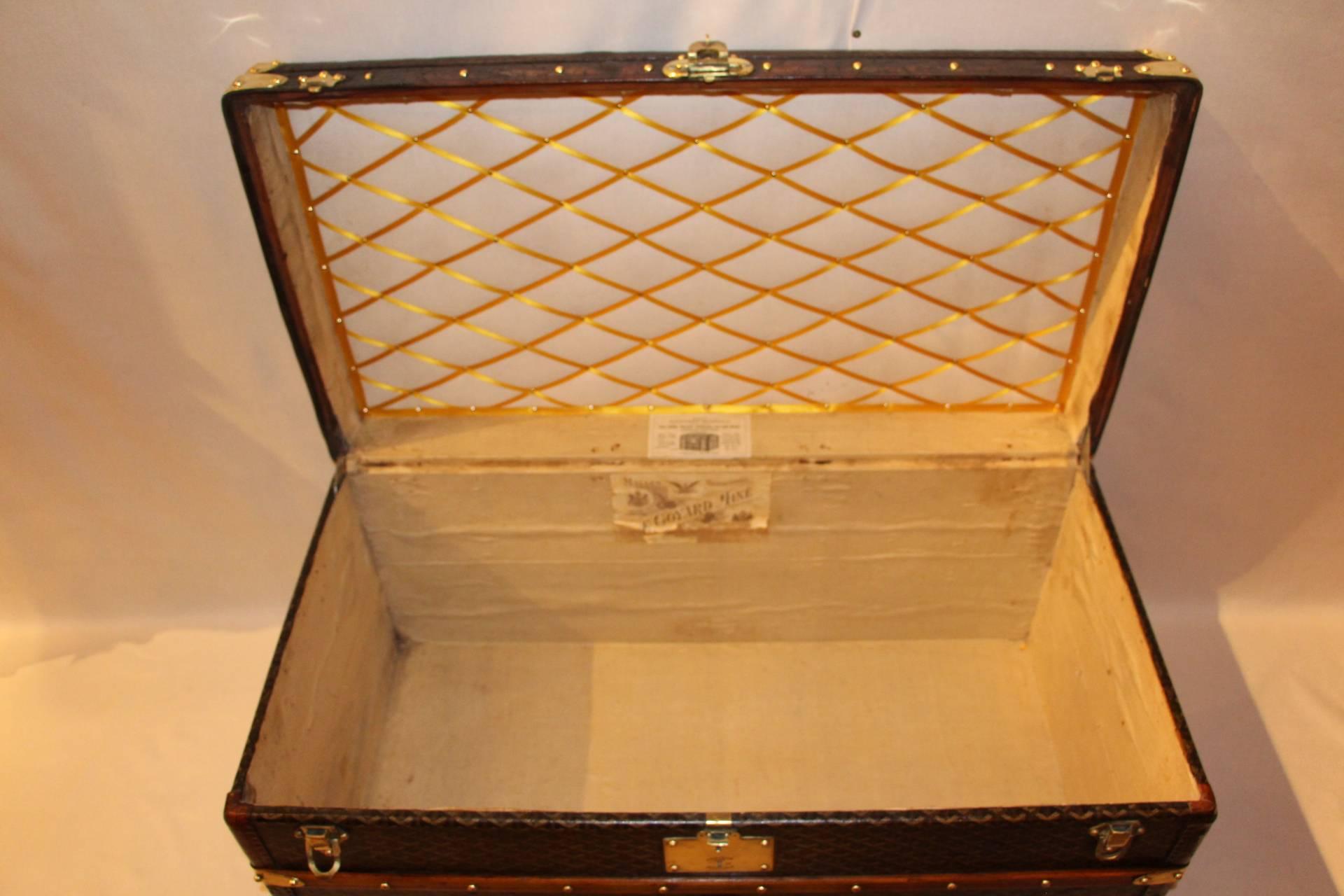 1920s Goyard Courrier Steamer Trunk, All Brass Fittings And Leather Trim 2