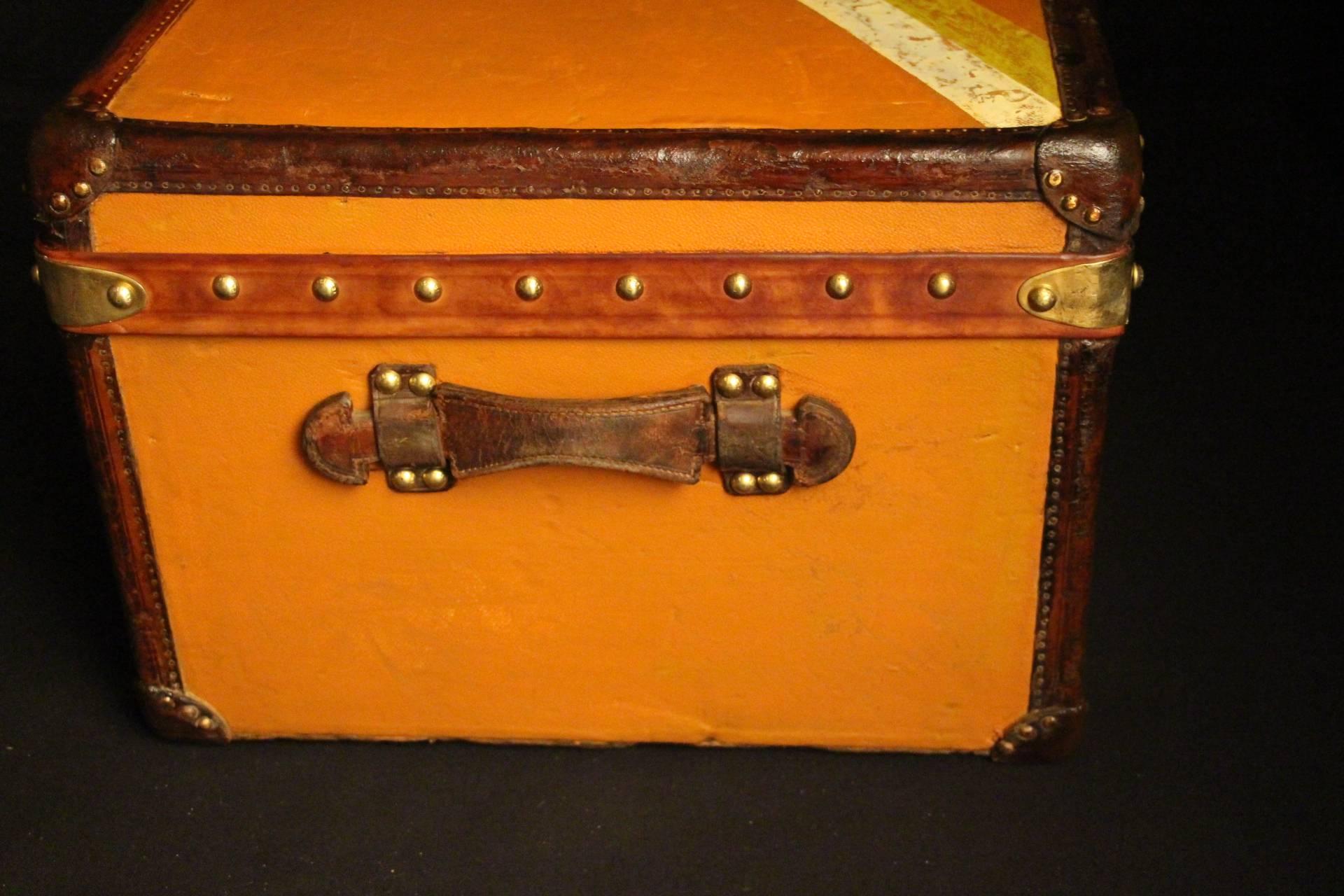1900s Orange Canvas Louis Vuitton Steamer Trunk 4