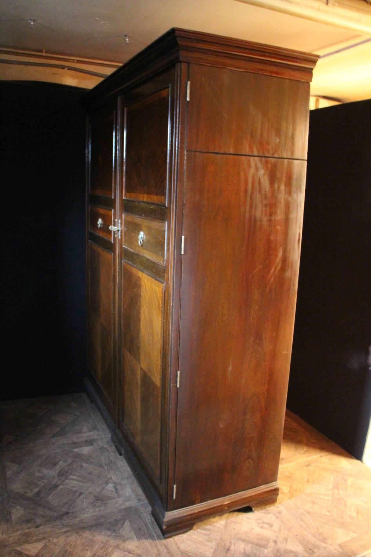 1930s Very Large All Fitted Closet, Extra Large Mahogany Steamer Trunk 1