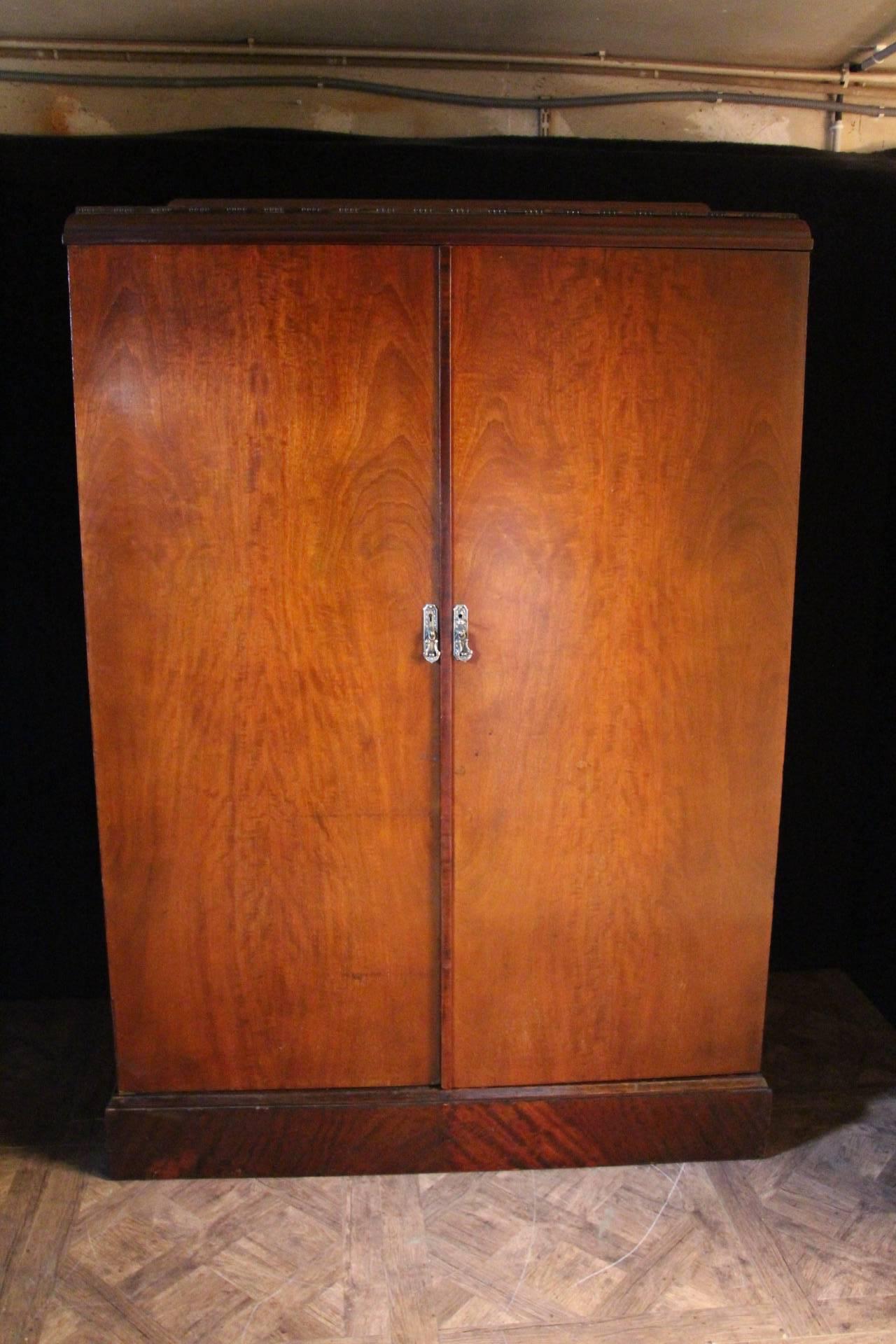 Mid-20th Century 1930s Mahogany All Fitted Closet, Compactom Steamer Trunk