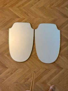 1950's Modernist Shaped Brass Shield Wall Mirror , Gio Ponti Style