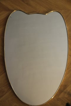 1950's Modernist Shaped Brass Wall Mirror , Gio Ponti Style, 1 item