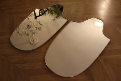 1950's Modernist Shaped Brass Shield Wall Mirror , Gio Ponti Style