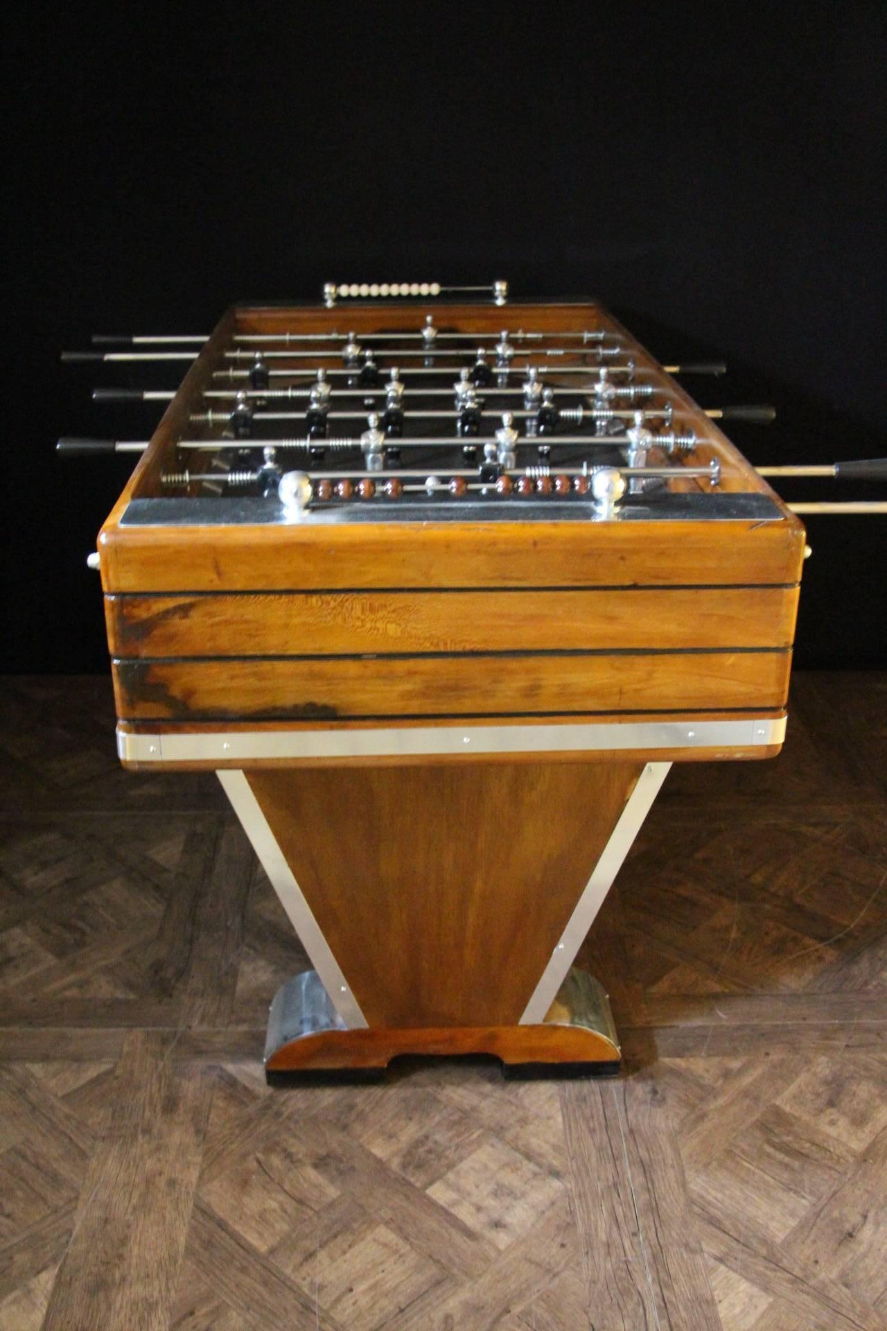 Mid-Century French Light Wood and Aluminum Foosball Table 2