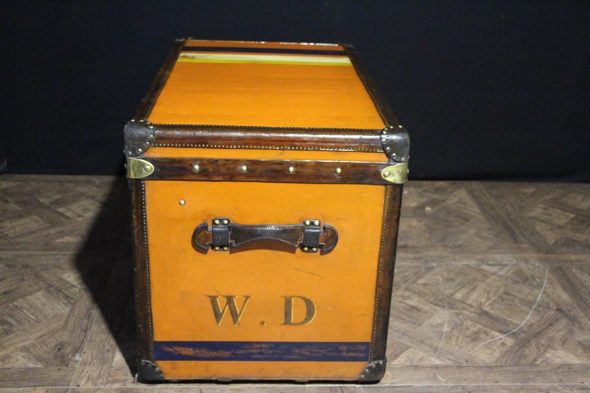 Early 20th Century 1910s Orange Louis Vuitton Steamer Trunk, Malle Louis Vuitton