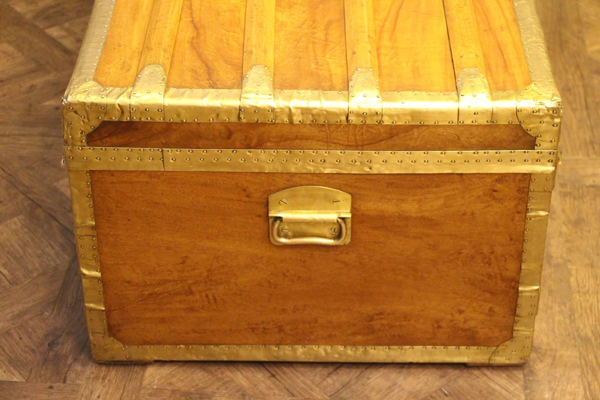 1900s Camphor Wood and Brass Cabin Trunk 3