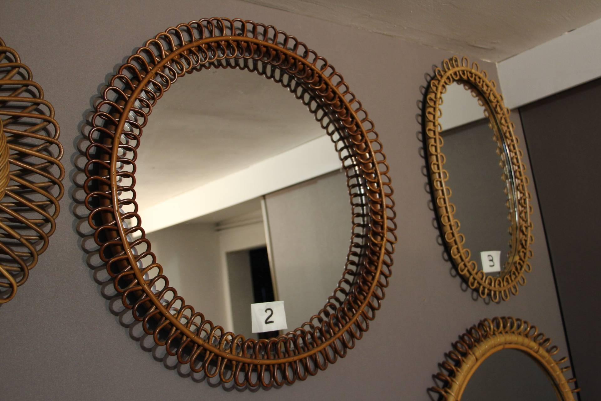 Midcentury Rattan Wall Mirrors, Italian Riviera 5