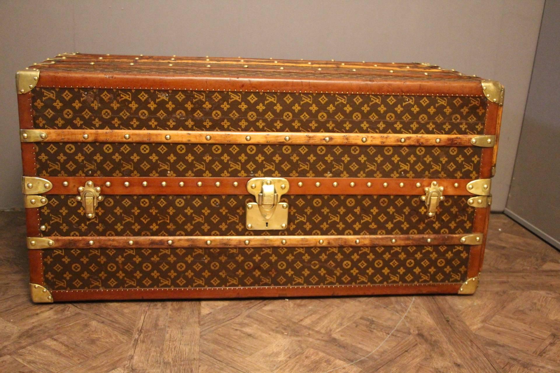 1930s Louis Vuitton Monogram Canvas and Brass Fittings Wardrobe Steamer Trunk 1