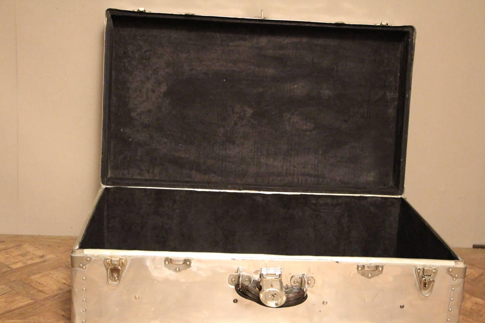 Mid-20th Century 1940s Polished Aluminum Cabin Steamer Trunk