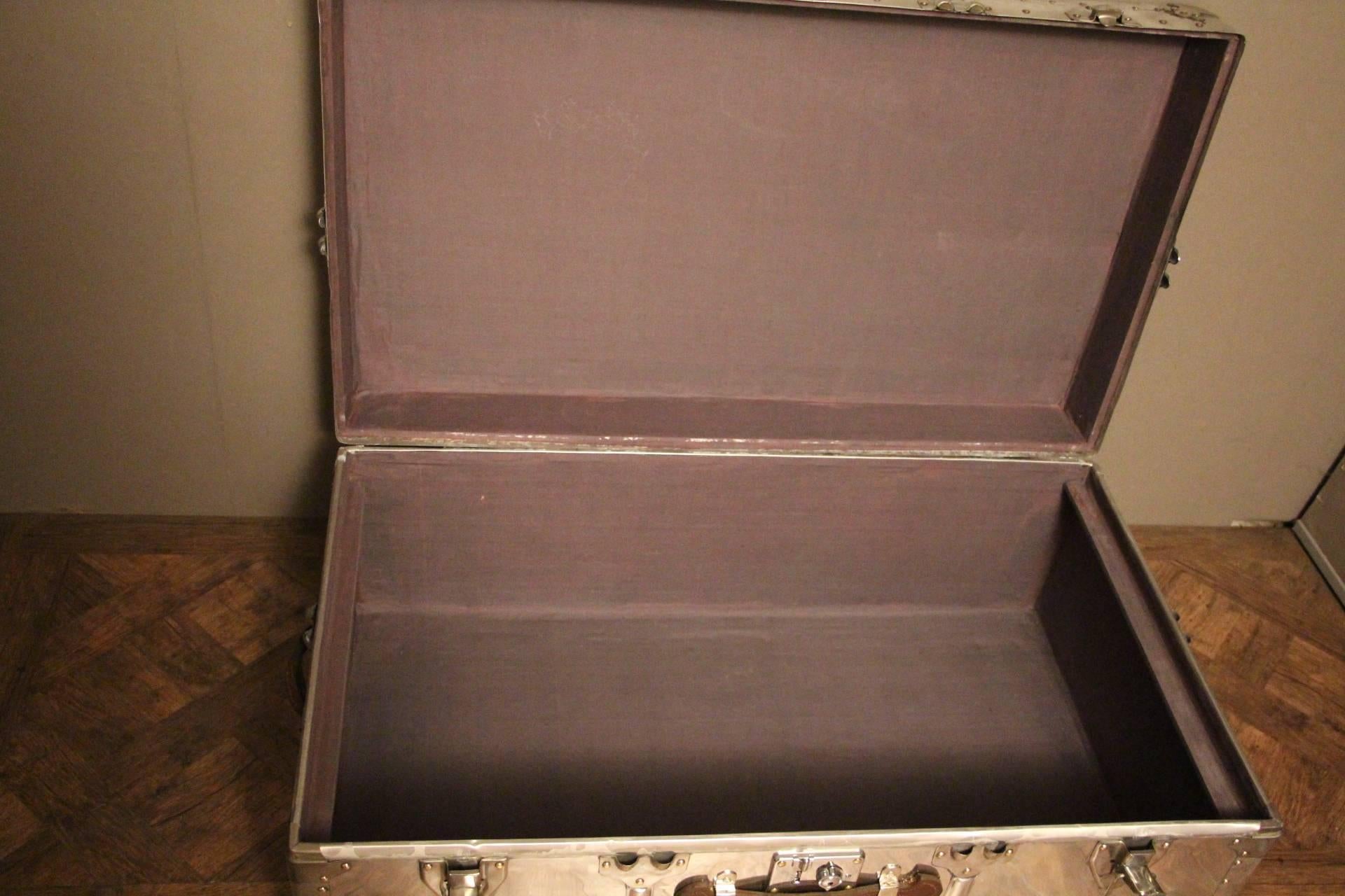 1940s Polished Aluminum Steamer Trunk 4