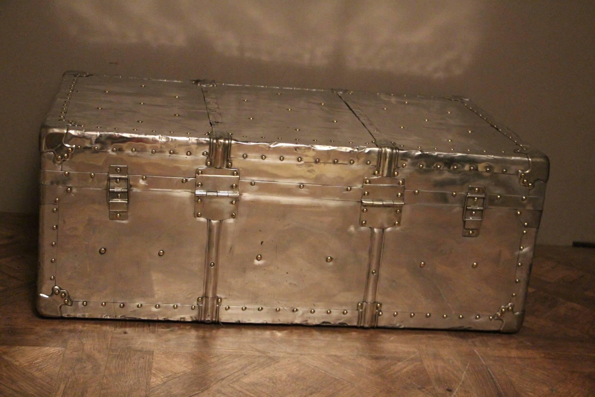 Mid-20th Century 1940s Polished Aluminum Steamer Trunk