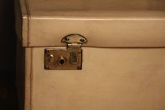 1920s Small Beige Vellum Steamer Trunk