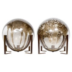 Decorative Pair of Brass and Murano Glass Lamps in the Style of La Murrina