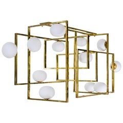 Glustin Luminaires Creation Rectangular Chandelier with Globes 1