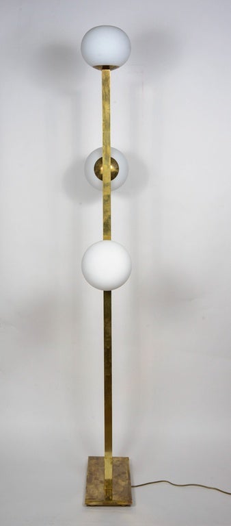 Brass Glustin Luminaires Creation Rectangular Floor Lamps with Globes For Sale