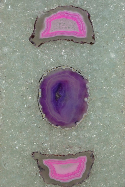 Modern Fractale Resin and Agates Pair of Lamps