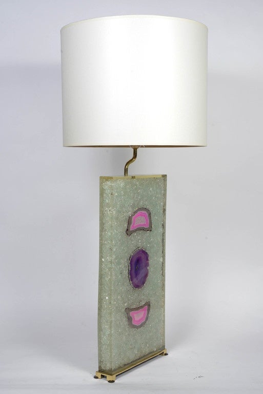 French Fractale Resin and Agates Pair of Lamps