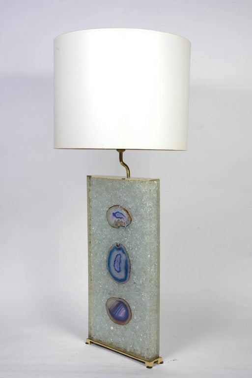 Fractale Resin and Agates Pair of Lamps 1