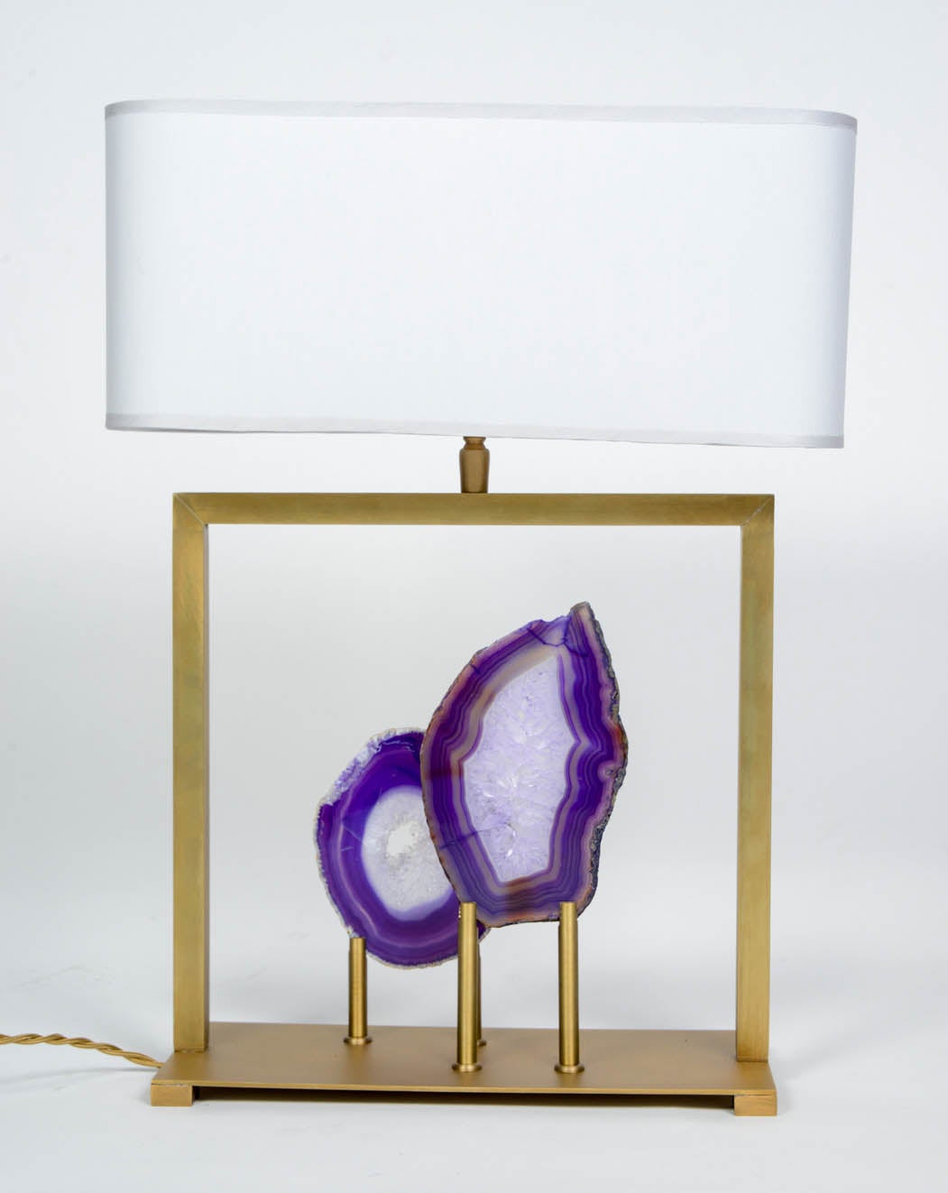 Charming Purple Agates and Brass Lamps In Excellent Condition For Sale In Saint-Ouen, IDF