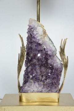 Cool Brass and Amethyst Lamp Attributed to Willy Daro