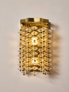 Pair of Hans-Agne Jakobsson Model V-258 "Estrella" Brass and Glass Wall Sconces
