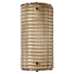 Modern Murano Ribbed Smoked Glass Wall Sconces