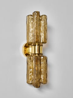 Contemporary Brass and Amber Murano Glass Wall Sconce