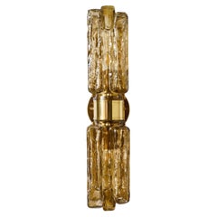 Contemporary Brass and Amber Murano Glass Wall Sconce