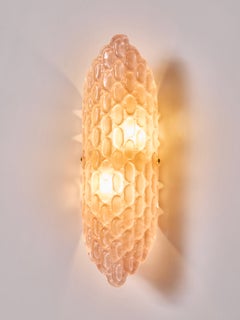 Contemporary Sculptural Pink Murano Glass Wall Sconce
