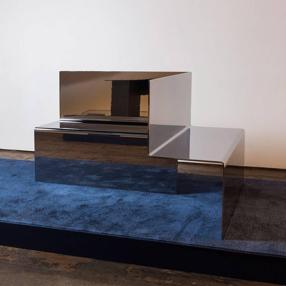 Christopher Stuart describes his audacious Constructs and Glitches collection as “sculpture at furniture scale,” suggesting its conceptual nature and inherent aesthetic tension. As the name suggests, the collection is comprised of two disparate