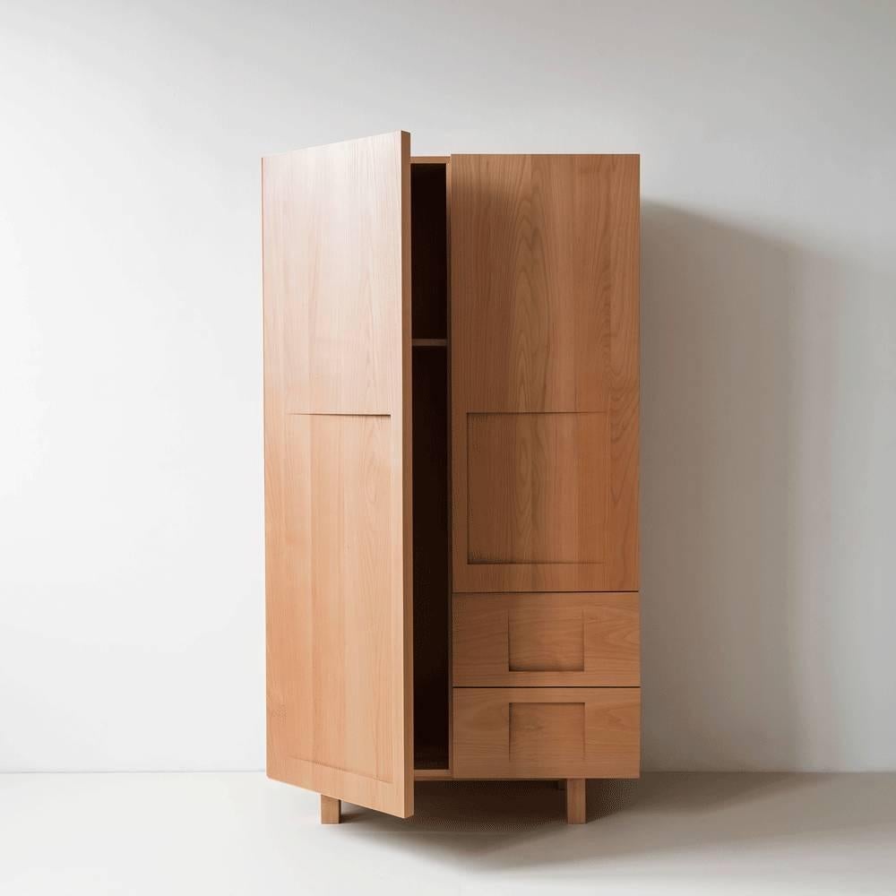 The Wardrobe is one part closet, one part dresser, and one part cabinet. Featuring doors carved from solid beech, it can be configured in numerous ways, and includes a clothing rod, adjustable shelves, and drawers.

Solid Beech Wood with Beech