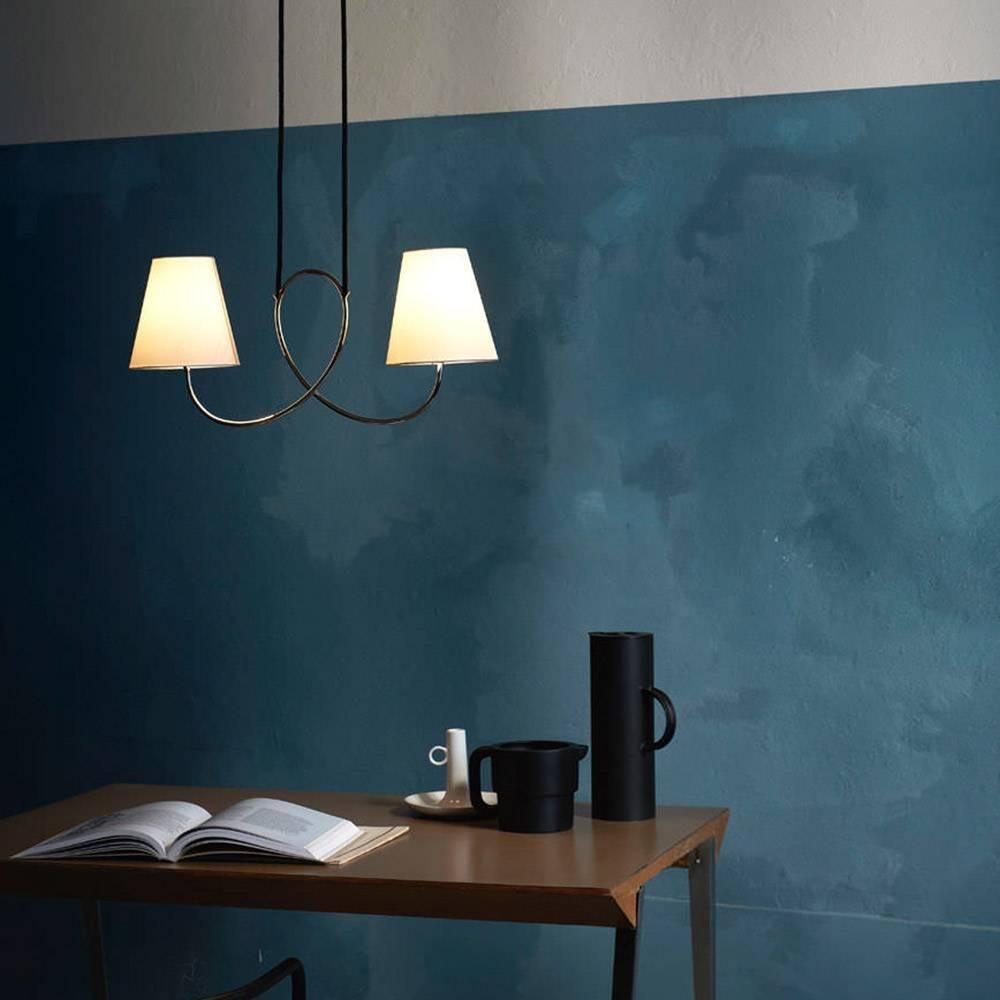Kalmar Werkstätten Posthorn Pendant Polished Nickel Chandelier Light In New Condition In New York, NY
