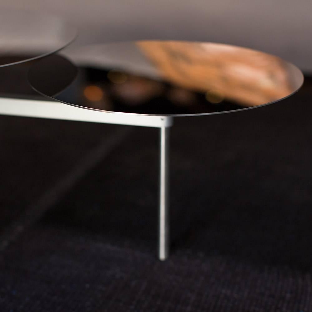 Contemporary Carlo Contin for Meritalia Snake Coffee Table Eight Tops Polished Steel Mirror For Sale