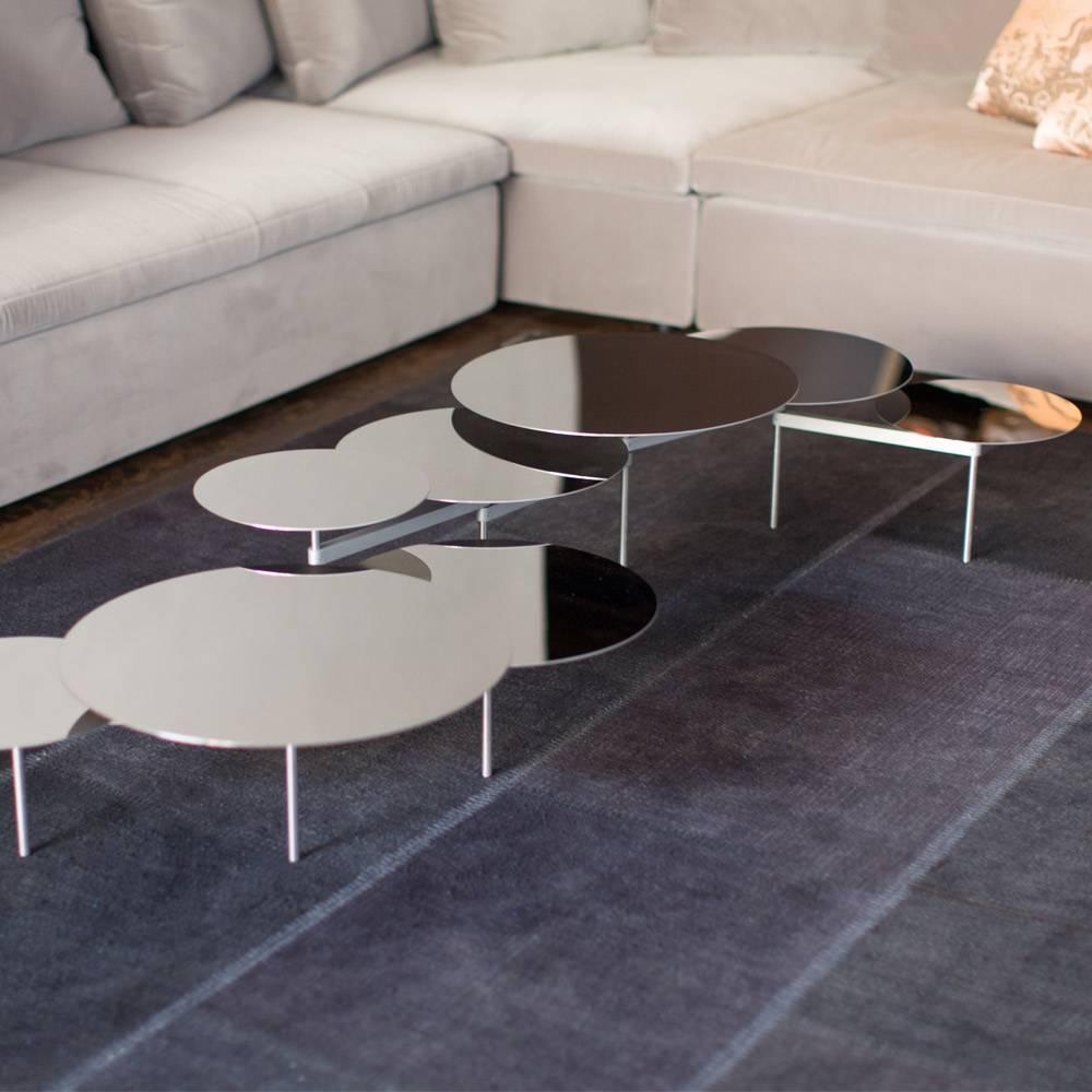 Carlo Contin for Meritalia Snake Coffee Table Eight Tops Polished Steel Mirror In New Condition For Sale In New York, NY