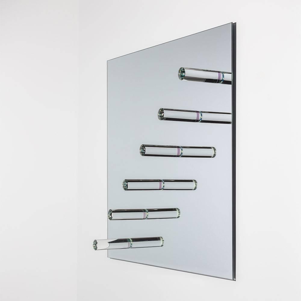 Modern Colonnade Sculptural Glass Wall Mirror For Sale