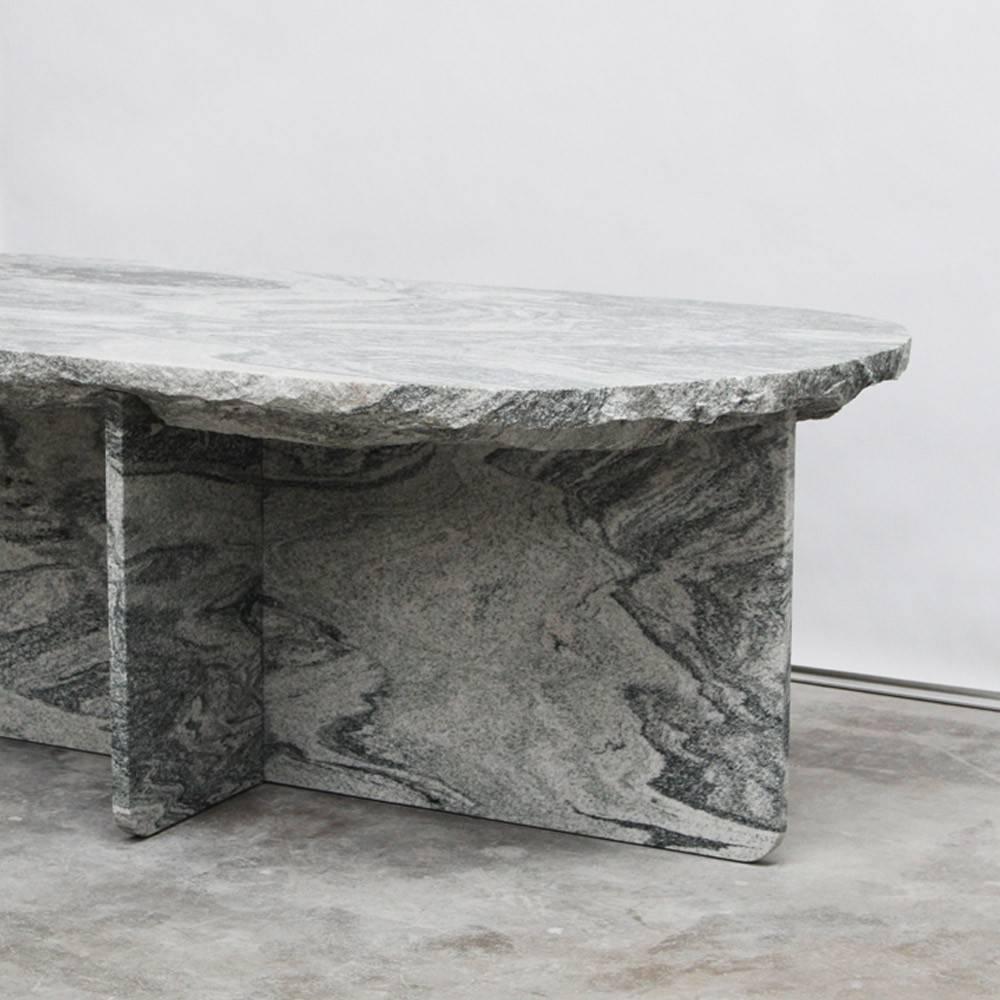 Dutch Lex Pott Fragments Granite Stone Cross Based Dining Table For Sale
