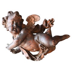 Angel, Cherub, Putti In Carved Wood, Baroque, Late 17th Century