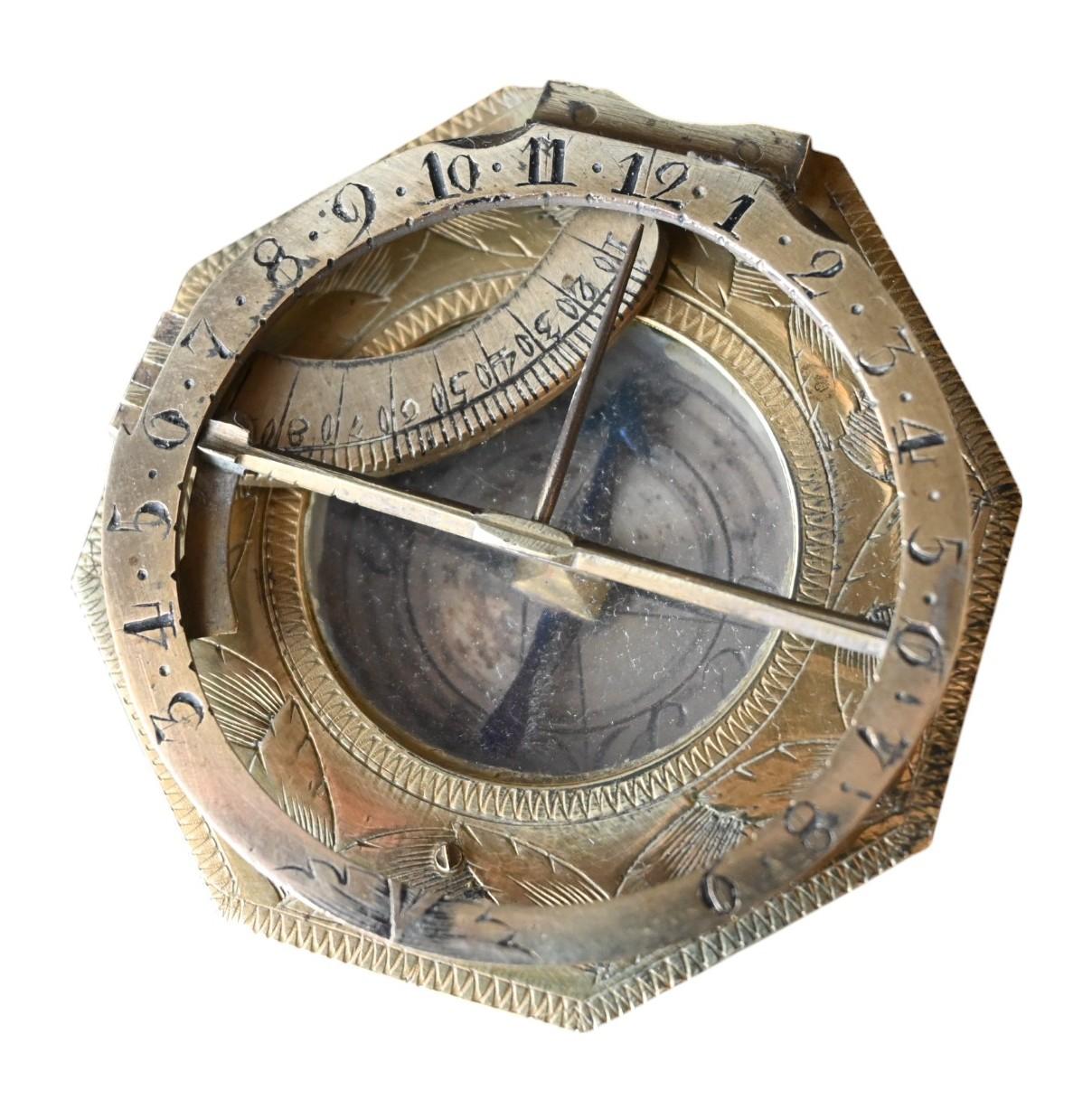 Rare cadran solaire équatorial et boussole du 18e siècle de Johann Nepomuk Schrettegger en vente 1